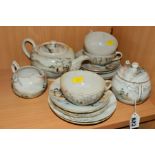 JAPANESE PART TEAWARES, to include teapot, covered sugar, milk jug (hairline), three cups, four