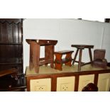 ELEVEN VARIOUS 19TH AND 20TH CENTURY PINE/OAK STOOLS to include a three legged milking stool