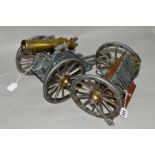 A MODEL OF THE SPANISH 'MORTERO 1895', CANNON WITH LIMBER, of cast metal construction with brass