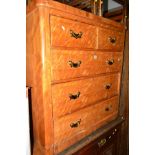 A GEORGIAN SATINWOOD CHEST OF TWO SHORT AND THREE LONG DRAWERS, width 99cm x depth 45.5cm x height