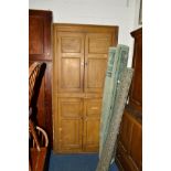 AN EARLY 19TH CENTURY SCUMBLED PINE PANELLED FOUR DOOR CUPBOARD, width 103cm x depth 38.5cm x height