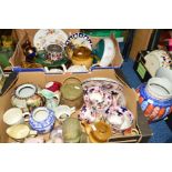 TWO BOXES OF CERAMICS ETC, to include Clementson Brothers 'Chusan' teawares, T.G.Green teapots,