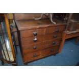 A VICTORIAN PINE CHEST OF TWO SHORT AND THREE LONG DRAWERS, with turned ebonised