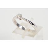 A MODERN 18CT WHITE GOLD DIAMOND SINGLE STONE RING, estimated modern round brilliant cut weight 0.