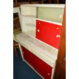 A VINTAGE TWO TIER KITCHEN CABINET with two drawers, width 106cm x depth 47cm x height 153cm,