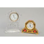 A ROYAL CROWN DERBY OLD IMARI DESK CLOCK, '1128' pattern, solid gold banding, approximate height 9.