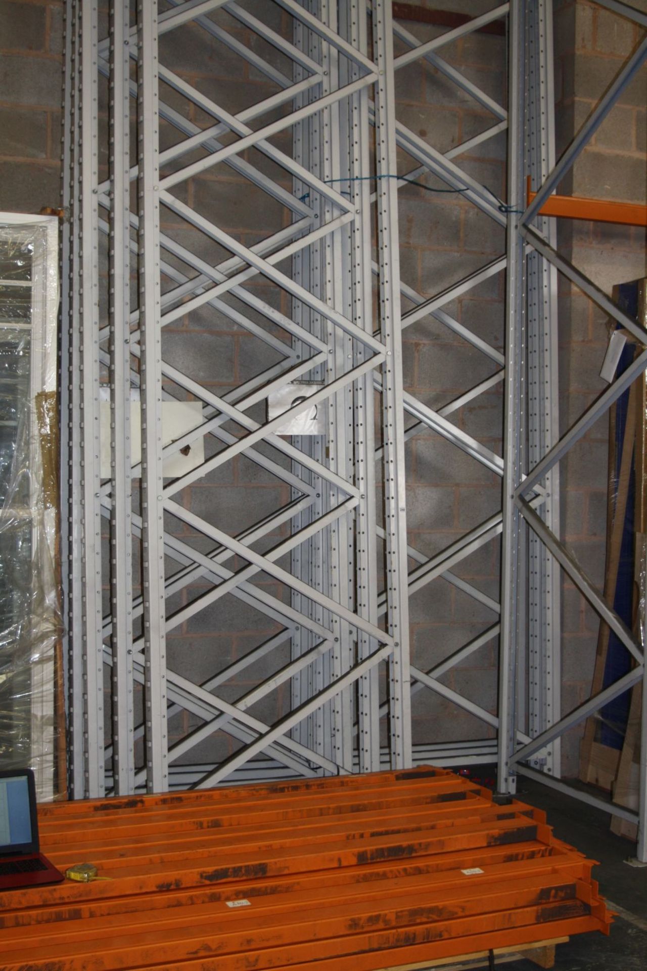 EIGHT BAYS OF 5 METRE PALLET RACKING, with 15 pairs of 225cm supports