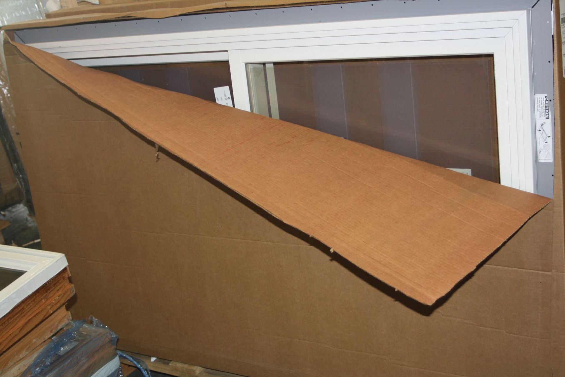 A BOXED ANDERSON DOUBLE HUNG WINDOW UNIT, in white, 159x97cm