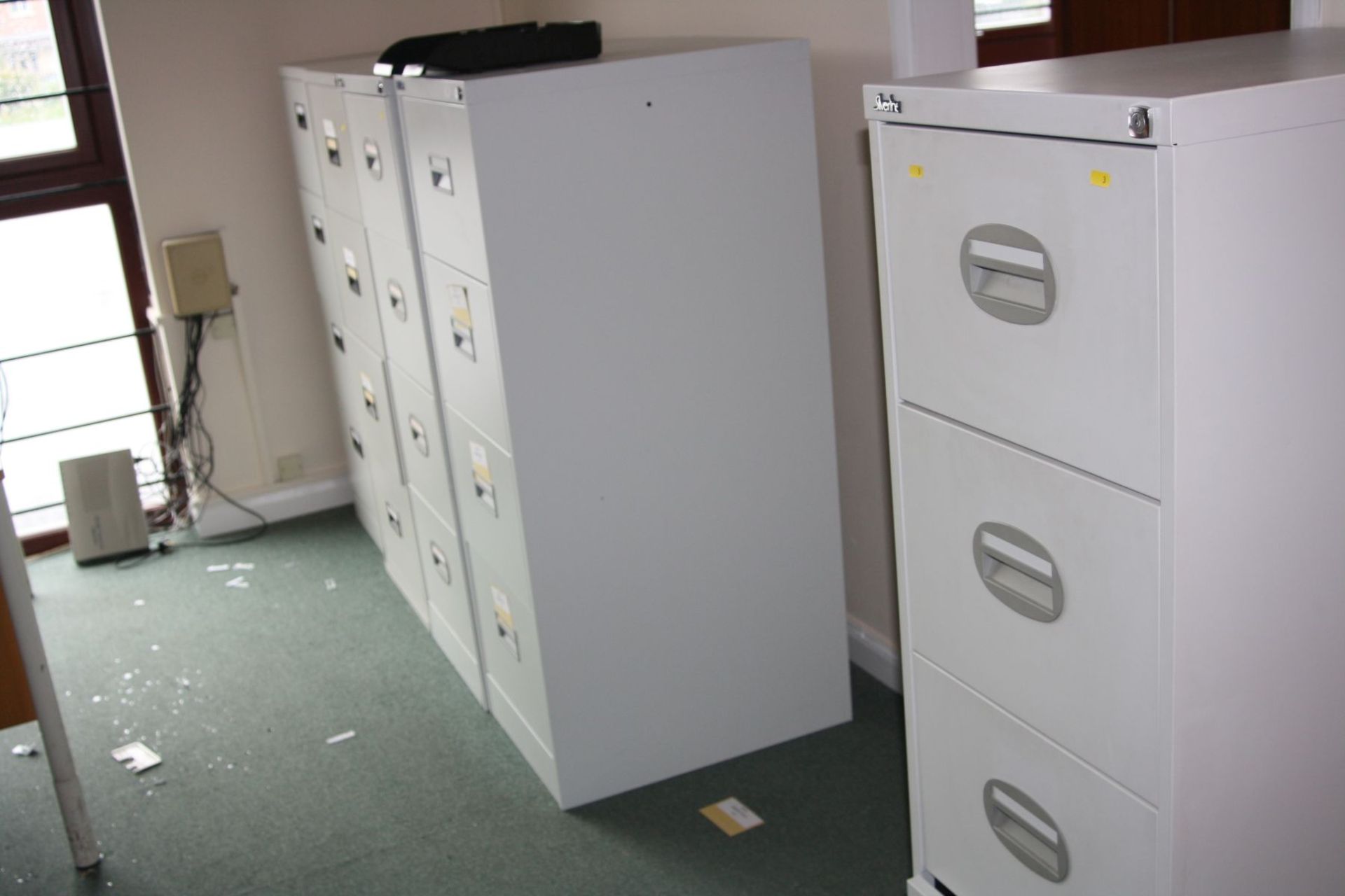 FIVE SILVERLINE AND OTHER FOUR DRAWER FILING CABINET, no keys