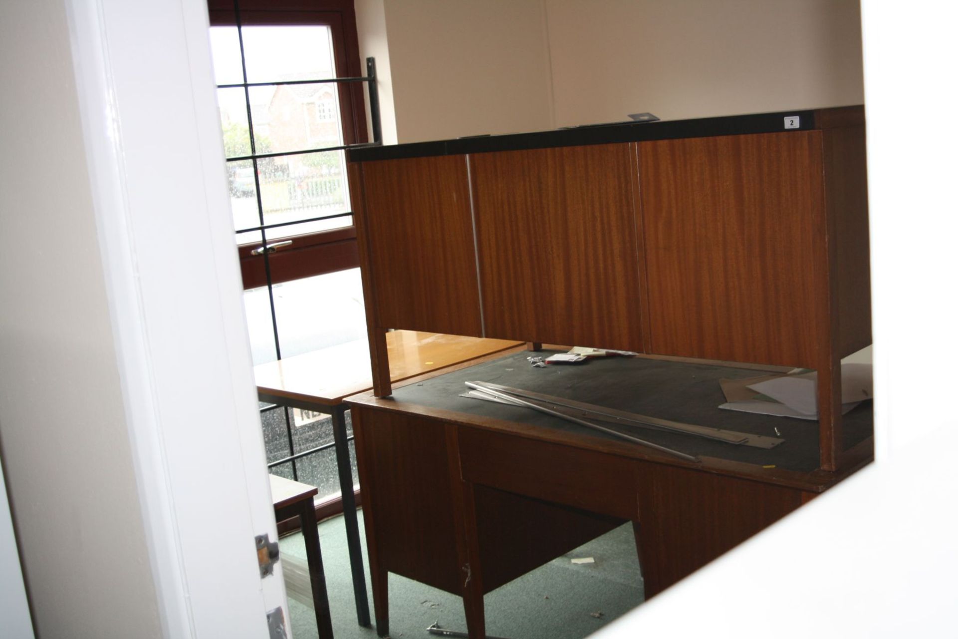 CONTENTS OF THIS OFFICE including three desks, three small tables and a hat stand