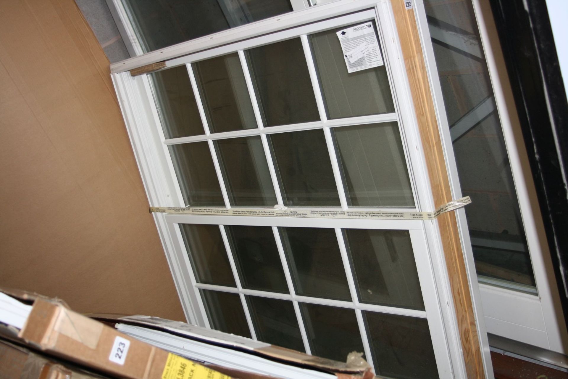 AN UNBOXED ANDERSON SASH WINDOW, in white 110x106cm