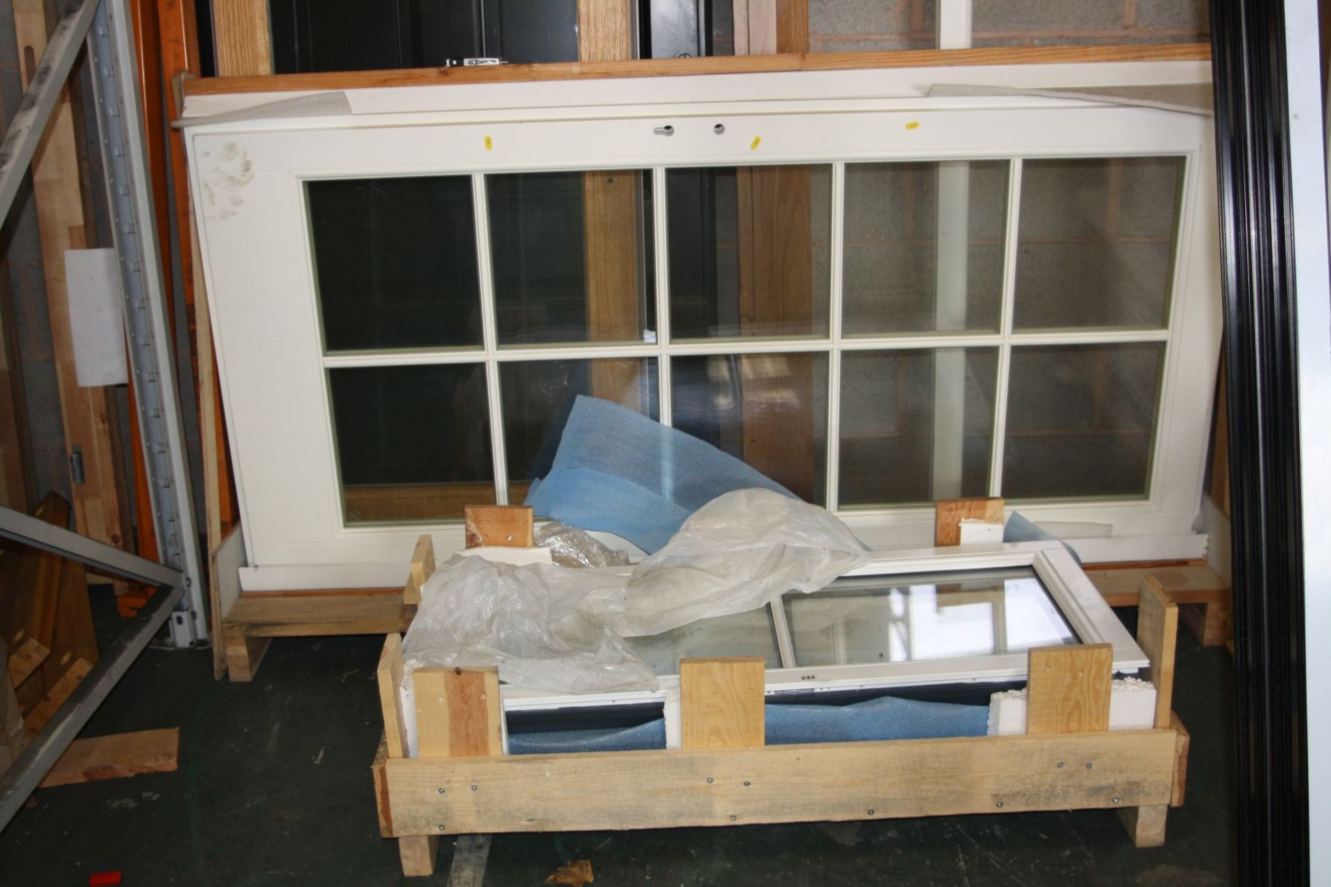 TWO WINDOW INSERTS AND A FULL GLAZED DOOR , 56X110cm and 195X95cm, no frames