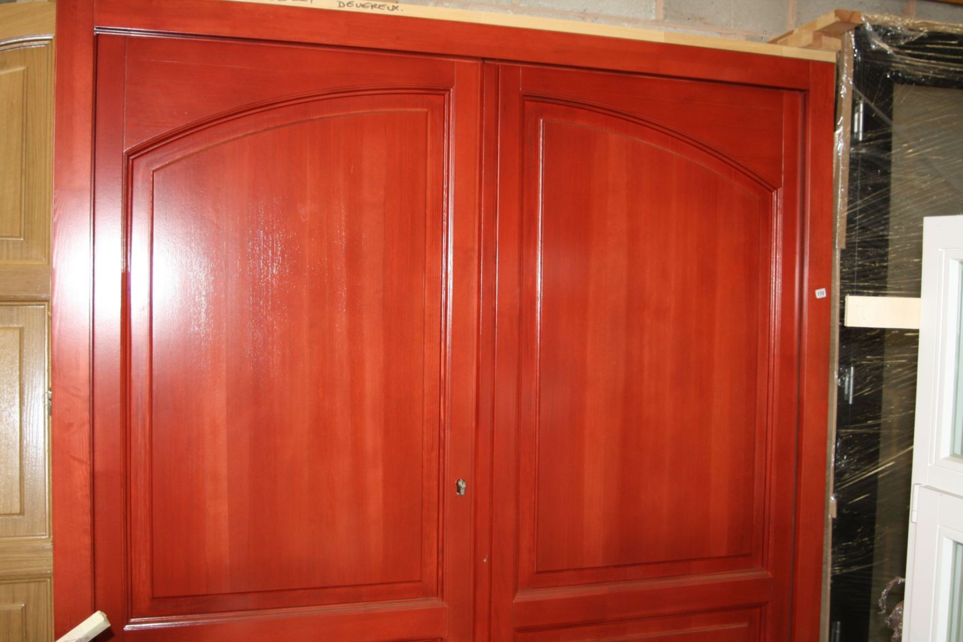 A REDWOOD DOUBLE OPENING DOOR AND FRAME 210X1970CM