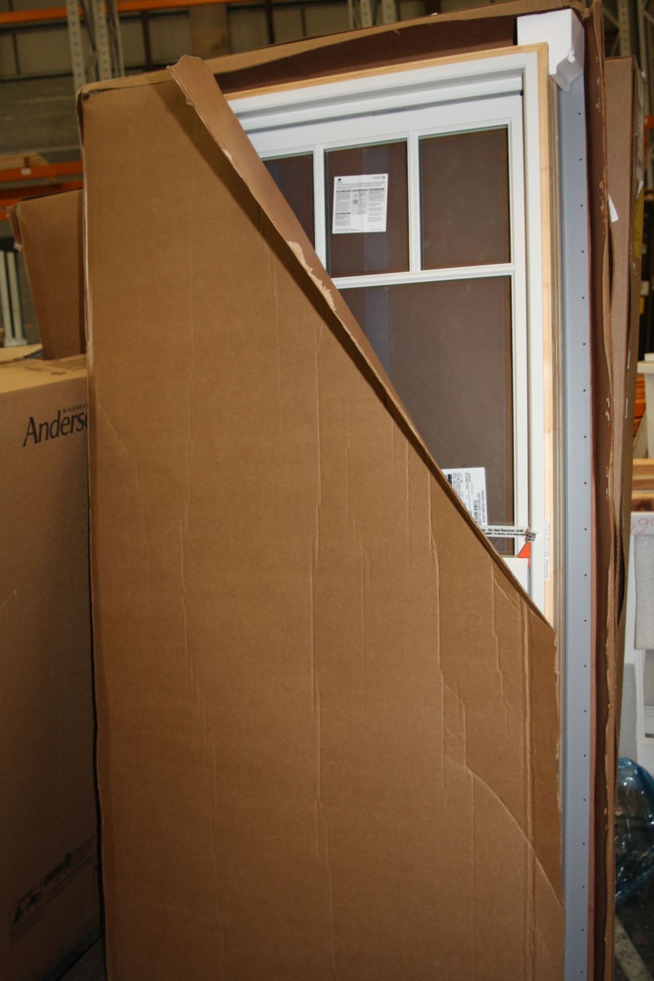 A BOXED ANDERSON DOUBLE HUNG WINDOW UNIT, in white 172x94cm