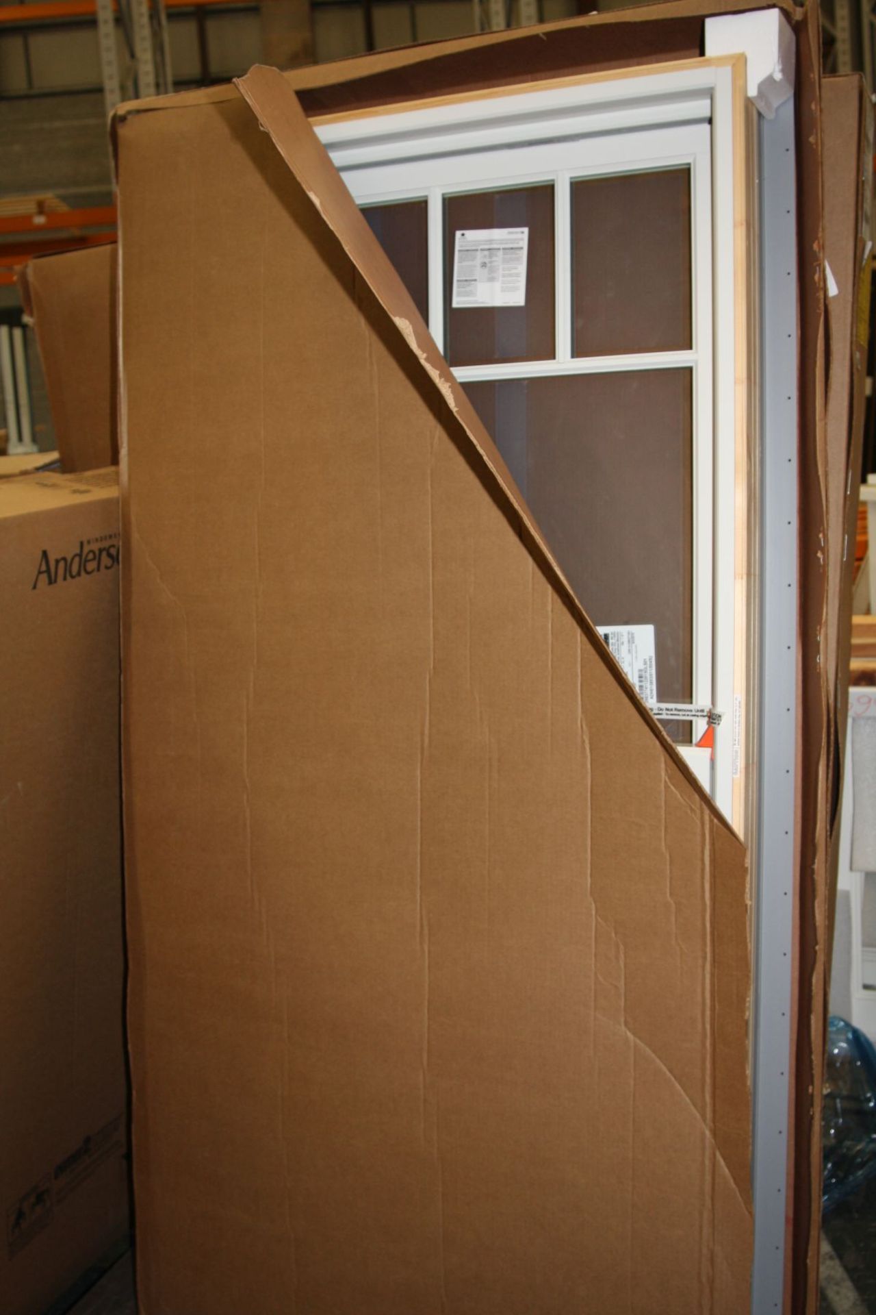 A BOXED ANDERSON DOUBLE HUNG WINDOW UNIT, in white 172x94cm
