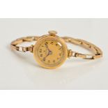 AN EARLY 20TH CENTURY 18CT GOLD LADIES ROLEX WRISTWATCH, round case measuring approximately 22mm