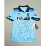 Signed 2019 ICC Cricket World Cup England jersey, totalling 15 autographs