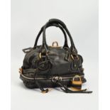 A CHLOE PADDINGTON BAG, in black leather with inner zip compartment and pocket, outer lower zip