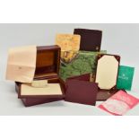 A ROLEX WATCH BOX, burgundy coloured leather with a watch tray insert, serial number 53.00.08, Rolex