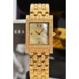 ASTON GERARD GOLD PLATED QUARTZ WRISTWATCH, rectangular diamond case, lugs and beginning of