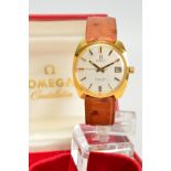 OMEGA SEAMASTER COSMIC AUTOMATIC WRISTWATCH, gold plated case, silver dial with gold batons, date at