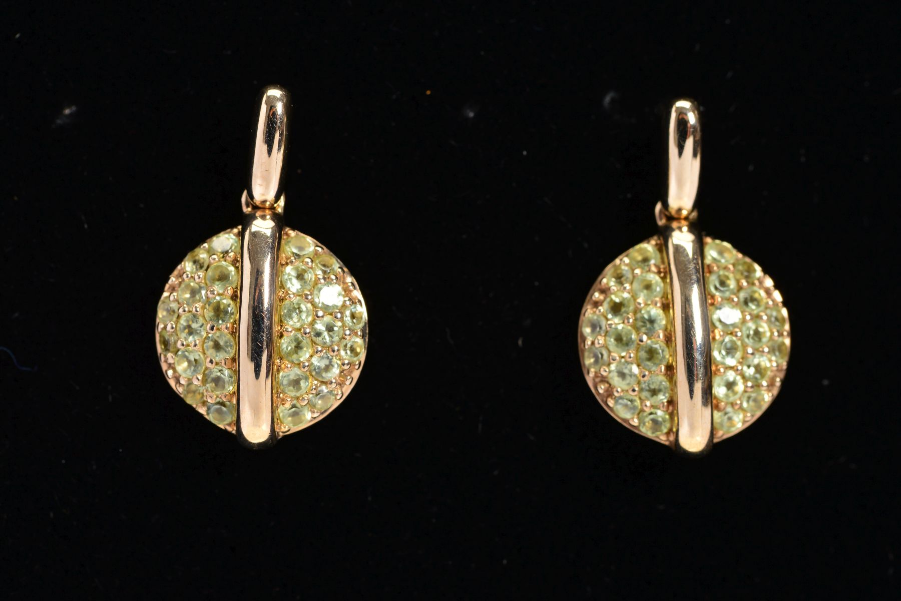 A MODERN 9CT YELLOW GOLD FIORELLI PERIDOT RING AND MATCHING DROP EARRINGS, comprised a circular - Image 3 of 3