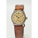 GENT'S EBERHARD MECHANICAL WRISTWATCH, 15 jewel Incabloc movement, steel case, brown leather