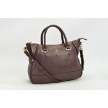 RADLEY HANDBAG, the burgundy leather with brushed effect hardware, top zip closure, interior side