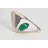 A DANISH SILVER BROOCH BY N.E. FROM, designed as an abstract triangle with open panel collet set