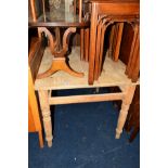 A VICTORIAN PINE KITCHEN TABLE, width 106.5cm x depth 83cm x height 74cm (missing drawer)