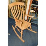 AN ELM AND BEECH WINDSOR ROCKING CHAIR