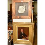 VICTORIAN SCHOOL, HALF LENGTH PORTRAIT OF A SEATED GENTLEMAN, oil on relined canvas and touched