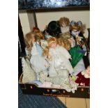 TWO BOXES OF COLLECTORS DOLLS IN VARIOUS SIZES