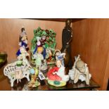 TWELVE VARIOUS FIGURES/BIRD, to include two Royal Worcester figures 'Wednesday Boy' and 'Saturday