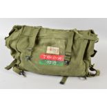 A DRAB OLIVE KIT BAG, which has painted decal to outside in red and green 7 GR/MOR and 65719,