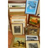 PAINTINGS AND PRINTS ETC, to include an early 20th century study of a horse and jockey, oil on