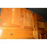 FOUR MACHING ASH CABINETS including a low cabinet, another cabinet and a pair of side tables (4)