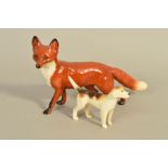 TWO BESWICK ANIMALS, 'Fox', standing No1016A and 'Foxhound' No942 (2)