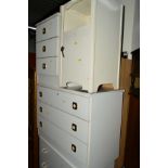 TWO VARIOUS MODERN CHEST OF DRAWERS, a similar bedside cabinet, another chest of drawers and a