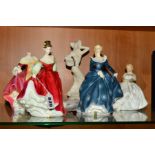 FOUR ROYAL DOUTON FIGURES, 'Fair Lady' HN2832, 'Fragrance' HN2334, 'Heather' HN2956 (cracked) and '