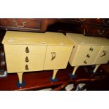 A PAIR OF BLEACHED WOOD GYPSY STYLE JEWELLERY CABINETS, with a single cupboard door and three