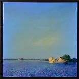 BARRY HILTON (BRITISH 1941) ' IN THE MORNING LIGHT IV' a blue toned landscape, signed lower left,