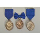 THREE WWII 3RD REICH RAD SERVICE MEDALS, Mens bronze (4 years), silver (12 years) awards with normal