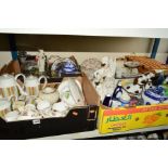 FOUR BOXES OF CERAMICS, GLASSWARE, etc including Midwinter coffee set, Victorian Staffordshire