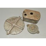 THREE PIECES OF L.M.S. RAILWAYANA, including petrol tank with plaque stamped 'L.M.S Railway For