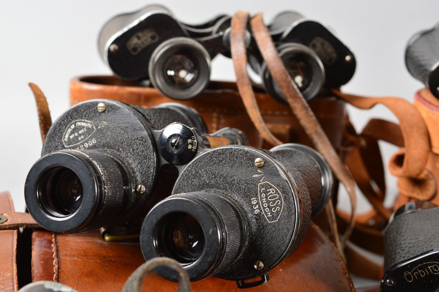 A BOX OF CONTAINING TWELVE PAIRS OF BINOCULARS, Military & Civilian use, WWI era to present day, - Image 4 of 6