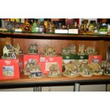 EIGHTEEN LILLIPUT LANE SCULPTURES, to include three boxed Victorian Shops 'Haberdashery' L2053, '