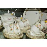 WEDGWOOD 'MIRABELLE' TEASET, R4537, comprising teapot, covered sugar bowl, milk jug, cake/sandwich