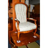 A REPRODUCTION OAK ELBOW CHAIR, together with two Edwardian chairs (3)