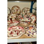 A COLLECTION OF MASONS IRONSTONE MANDALAY RED, MANADALAY, BROWN VELVET AND CHARTREUSE PATTERN WARES,